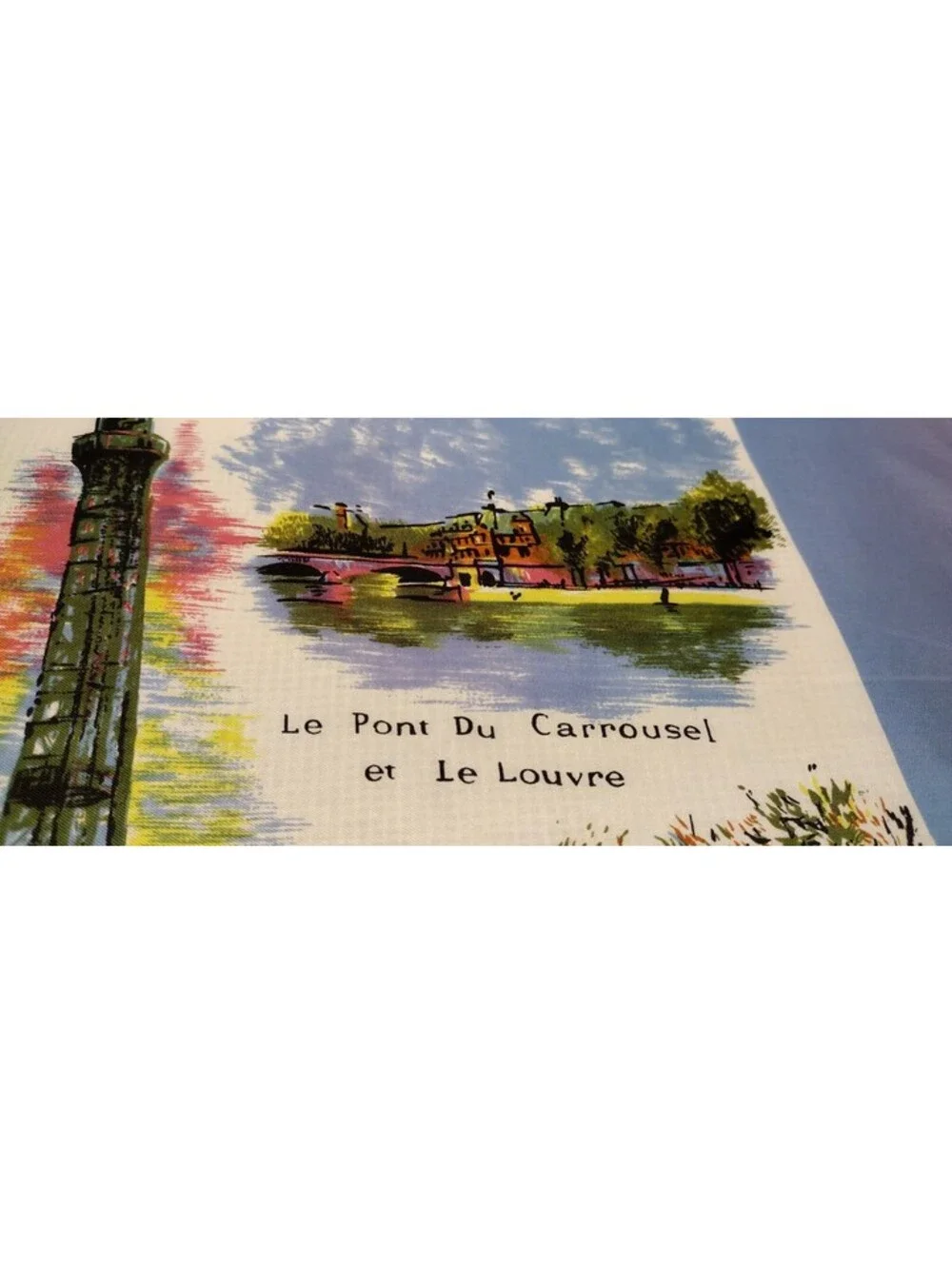 Vintage 1950s Satin Large Scarf LES PONTS DE PARIS FRANCE Acetate Periwinkle 60s